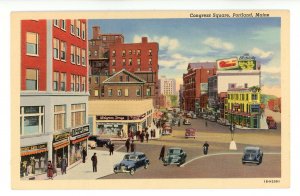 ME - Portland. Congress Square, Street Scene
