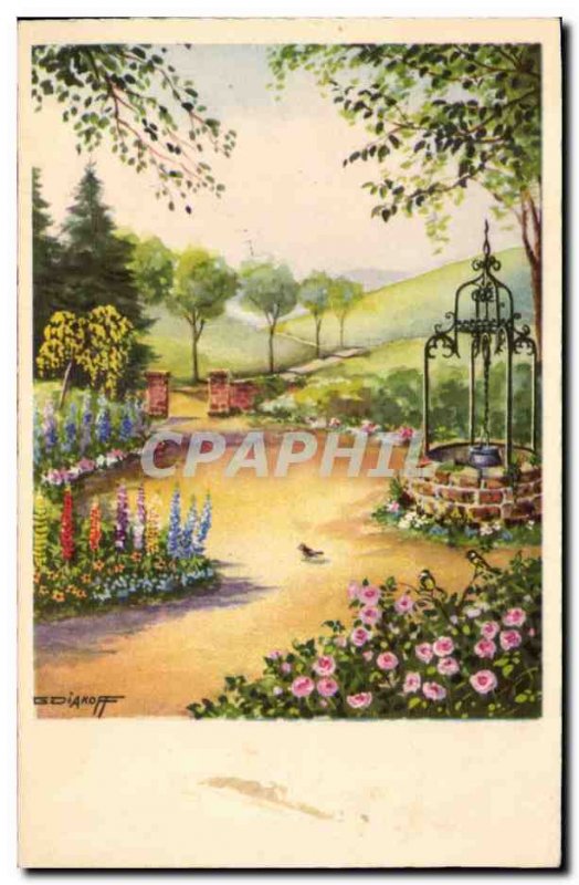 Old Postcard Fantasy Garden
