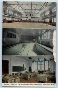 c1910 Interior's Manual Training Dept. High School La Crosse Wisconsin Postcard