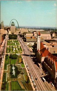 Missouri St Louis Market Street and Aloe Plaza Aerial View Looking East