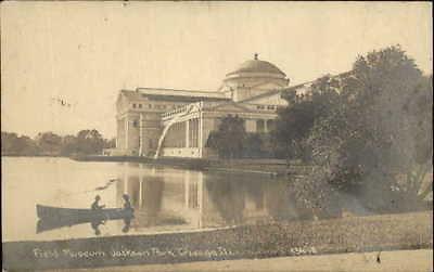 Chicago IL Lake & Museum in Park c1910 Real Photo Postcard