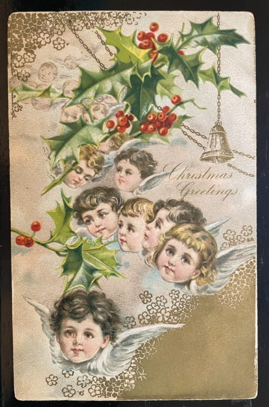 Vintage Victorian Postcard 1907 Christmas Greetings - Seven Little Angels