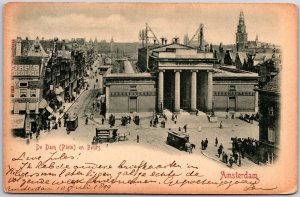 Amsterdam Netherlands NE, The Dam and Stock Exchange, Square, Vintage Postcard