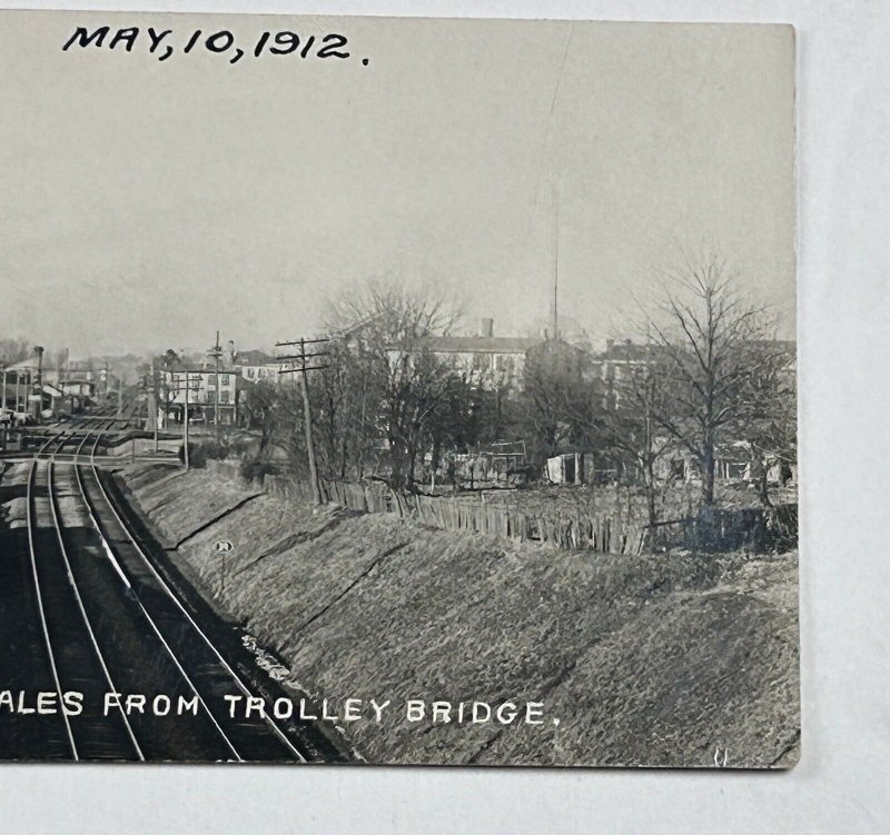 RPPC Postcard View Of North Wales PA From Trolley Bridge