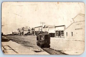 Sharon SD Postcard RPPC Photo Photoshopped Street Trolley Slack Fantasy 1912