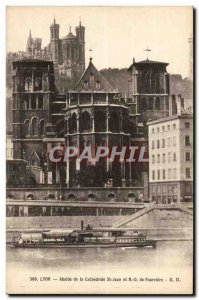 Lyon Old Postcard apse of a cathedral St. Jean and ND Fourviere