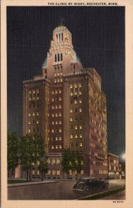 The Clinic by Night Rochester Minn. Postcard PC535