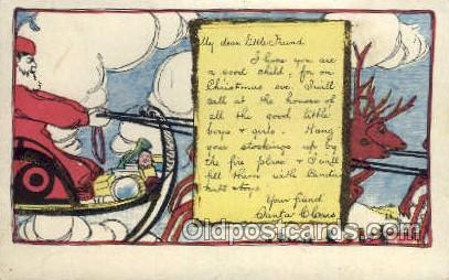 Santa Claus, Christmas, Old Vintage Antique Postcard Post Card  