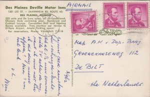 Des Plaines Deville Motor Inns Illinois Chrome Postcard C070