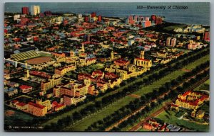 Postcard Chicago IL c1941 University of Chicago Aerial View Birds Eye View Linen