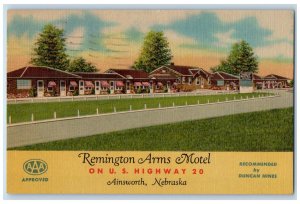 1953 Remington Arms Motel US Highway 20 Ainsworth NE Vintage Postcard 