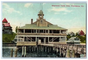 c1910 Edgewood Yacht Club Pier Shipyard Providence Rhode Island Vintage Postcard