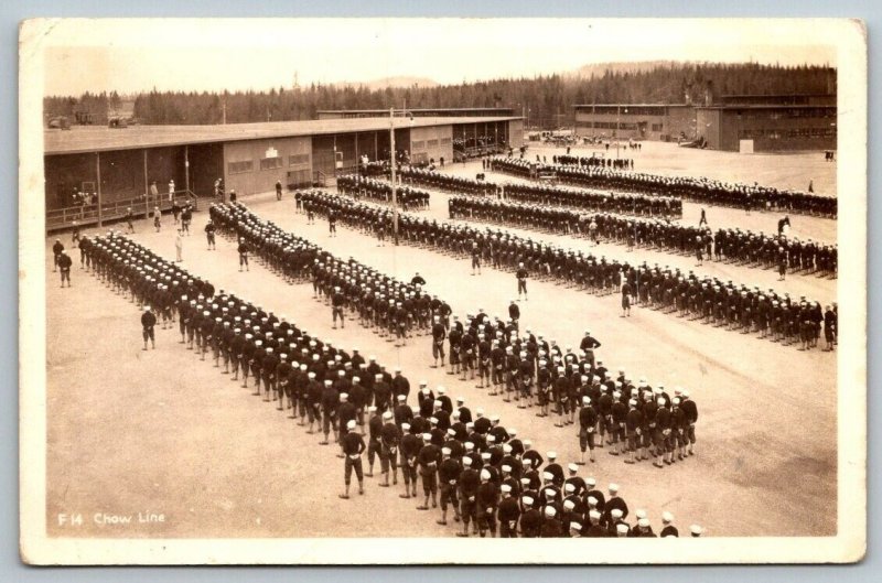 RPPC   US Navy Boot Camp  Chow Line  Real Photo   Postcard  c1941