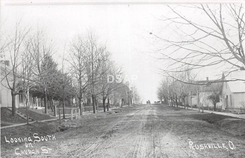B49/ Rushville Ohio Postcard Real Photo RPPC c1980 REPRINT Church Street Homes 2