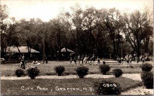 Real Photo Postcard City Park in Grafton, North Dakota