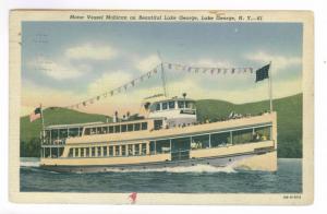 Rhinebeck to New York City 1950 used Postcard, Motor Vessel Mohican, Lake George