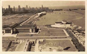 Aerial View Chicago Downtown Blimp Soldier Field Museum Shedd IL postcard