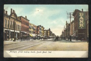 SOUTH BEND INDIANA DOWNTOWN MICHIGAN STREET SCENE VINTAGE POSTCARD 1906
