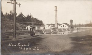 Victoria BC Naval Drydock Unused Real Photo Postcard H1