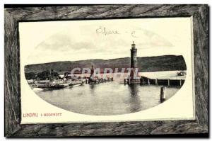 Old Postcard Lindau Bodensee (lighthouse beacon)