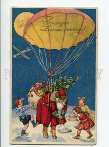 270088 APSITIS Christmas SANTA on parashute 1936 year postcard