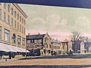 Postcard  Hand Tinted Early View of Haymarket Square in Lewiston, ME  W3