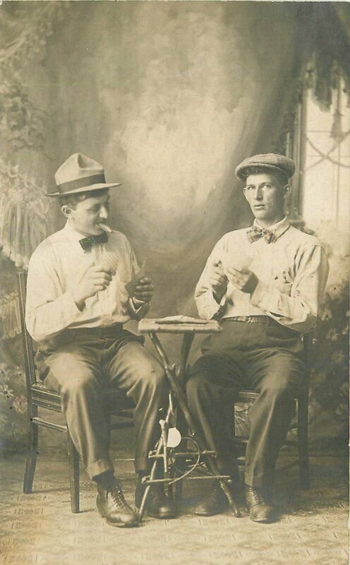 Men Card Game Poker Studio Photo 1912 RPPC Photo Postcard 21-5510