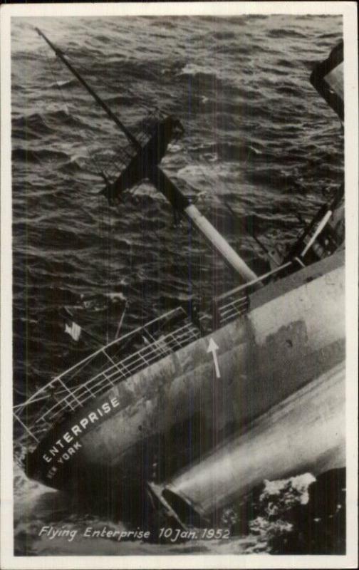 Dutch Ship Sinking Shipwreck FLYING ENTERPRISE 1952 Real Photo Postcard #3