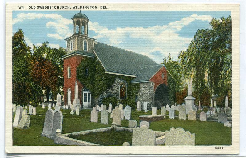 Old Swedes Church Wilmington Delaware 1940s postcard