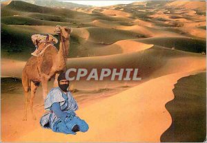 Postcard Modern Morocco in the infinite vastness of the desert people and the...