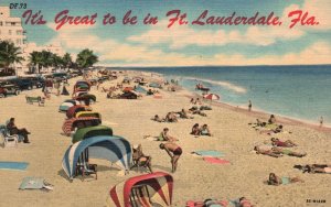 Vintage Postcard 1953 It's Great To Be In Fort Lauderdale Florida Gulf Stream