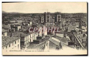 Old Postcard Panorama Montpellier to Cathedrale