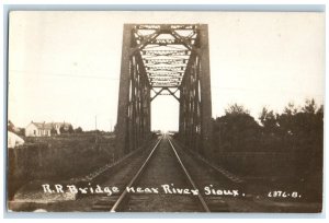 Little Sioux Iowa IA RPPC Photo Postcard R.R. Bridge Near River 1910 Antique