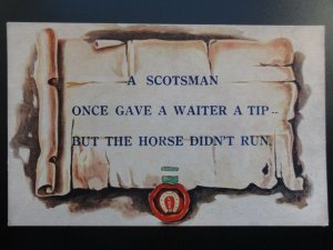 Verse & Poem A SCOTSMAN ONCE GAVE THE WAITER A TIP.... - Old Postcard by Alpha