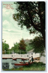 1909 Boat Canoes Boating Lagoon Toledo Beach Toledo Ohio OH Souvenir Postcard