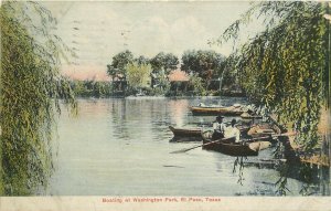 Postcard Boating at Washington Park El Paso Texas TX People in Canoes Posted 08