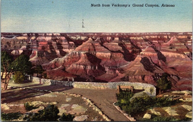 Grand Canyon National Park Arizona Scenic Overlook Linen Cancel WOB Postcard 