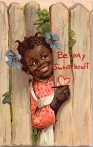  Be My valentine  Tucks Black Americana Postcard