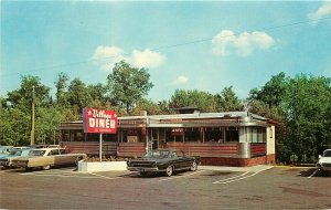 Vintage Chrome Advertising Postcard Mid-Century Steel Village Diner Milford PA