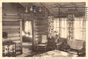 BC, Canada  SKOOKUMCHUCK-IN-THE-ROCKIES Girl's Ranch Camp Living Room  Postcard