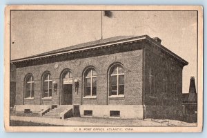 Atlantic Iowa IA Postcard US Post Office Exterior Building c1912 Vintage Antique