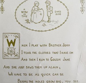 A Stitch In Time 1906 Wise Sayings Print 6 x 4 MilIicent Sowerby DWZ3D