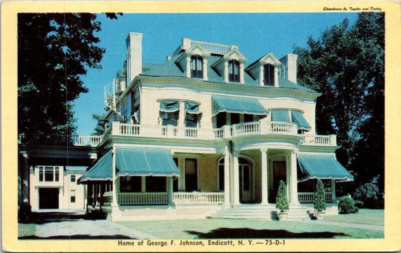 Home F Johnson Endicott New York NY Postcard Dexter VTG UNP