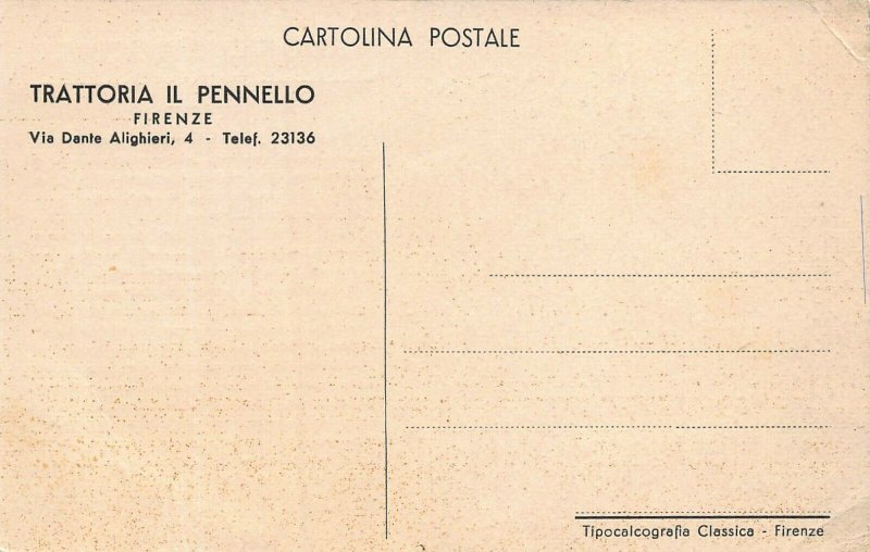 FLORENCE ITALY~TRATTORIA IL PENNELLO~ARTIST MARIOTTO ALBERTINELLI POSTCARD