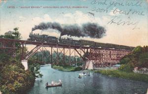 Double Header Twin Locomotive Train Approaching Seattle Washington 1910