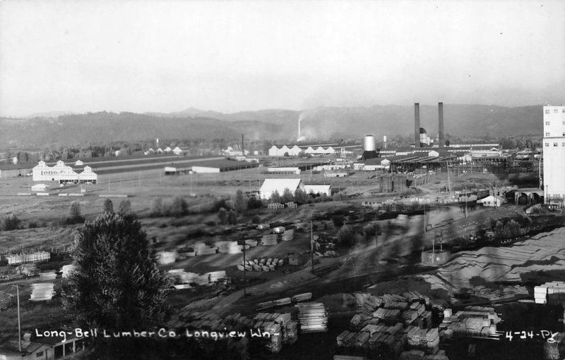 RPPC, Longview WA Washington  LONG BELL LUMBER COMPANY~Bird's Eye View  Postcard