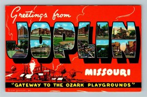 Joplin MO- Missouri, General Greetings, Hotel, Memorial, School, Chrome Postcard 