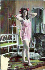 1910 Young Chubby Girl Risque Lingerie Postcard #1355 AP