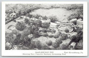 East Stroudsburg PA~Aerial View of Concrete Swimming Pool~Maplehurst Inn~1950s