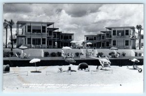 RPPC DAYTONA BEACH, Florida FL ~ Roadside ANCHORAGE BEACH COLONY 1952  Postcard